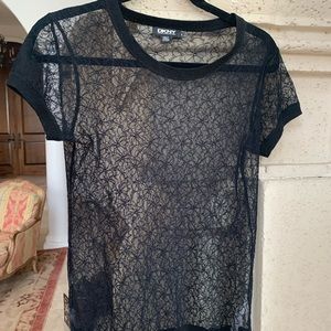 DKNY FLORAL MESH TOP